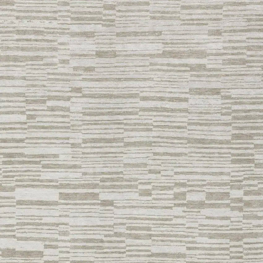 Ivory And Beige Striped Washable Indoor Outdoor Area Rug Photo 1
