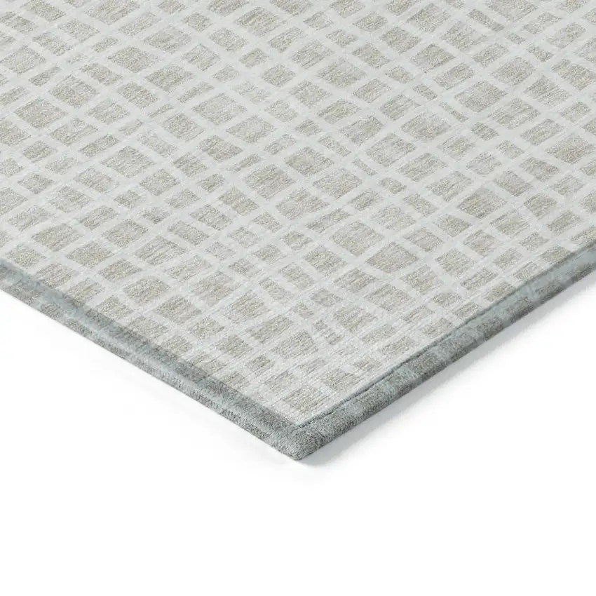 Ivory And Beige Striped Washable Indoor Outdoor Area Rug Photo 3