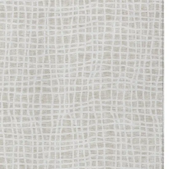 Ivory And Beige Striped Washable Indoor Outdoor Area Rug Photo 4
