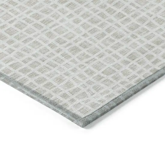 Ivory And Beige Striped Washable Indoor Outdoor Area Rug Photo 3