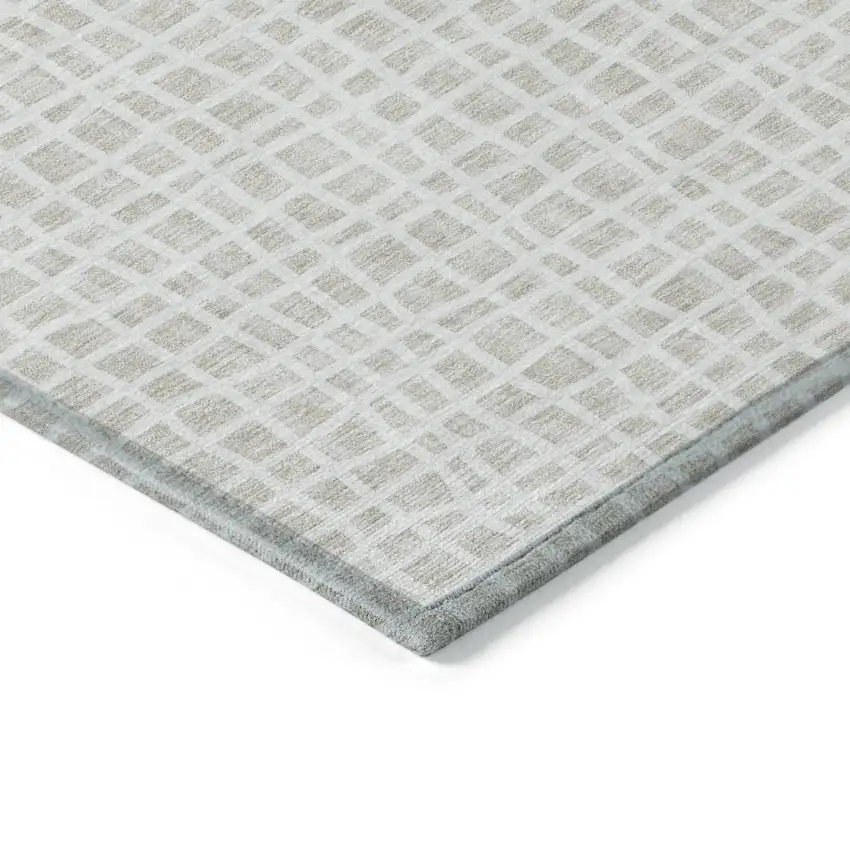 Ivory And Beige Striped Washable Indoor Outdoor Area Rug Photo 3