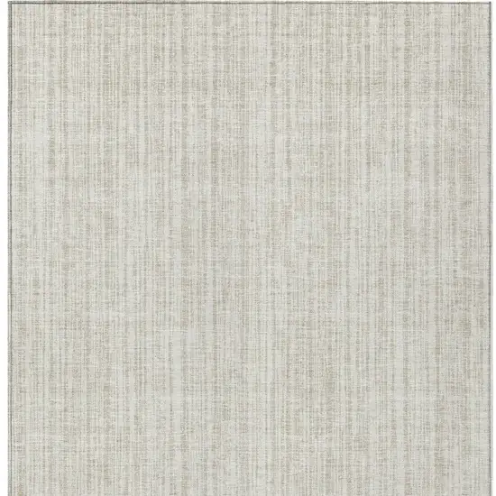 Ivory And Beige Striped Washable Indoor Outdoor Area Rug Photo 5