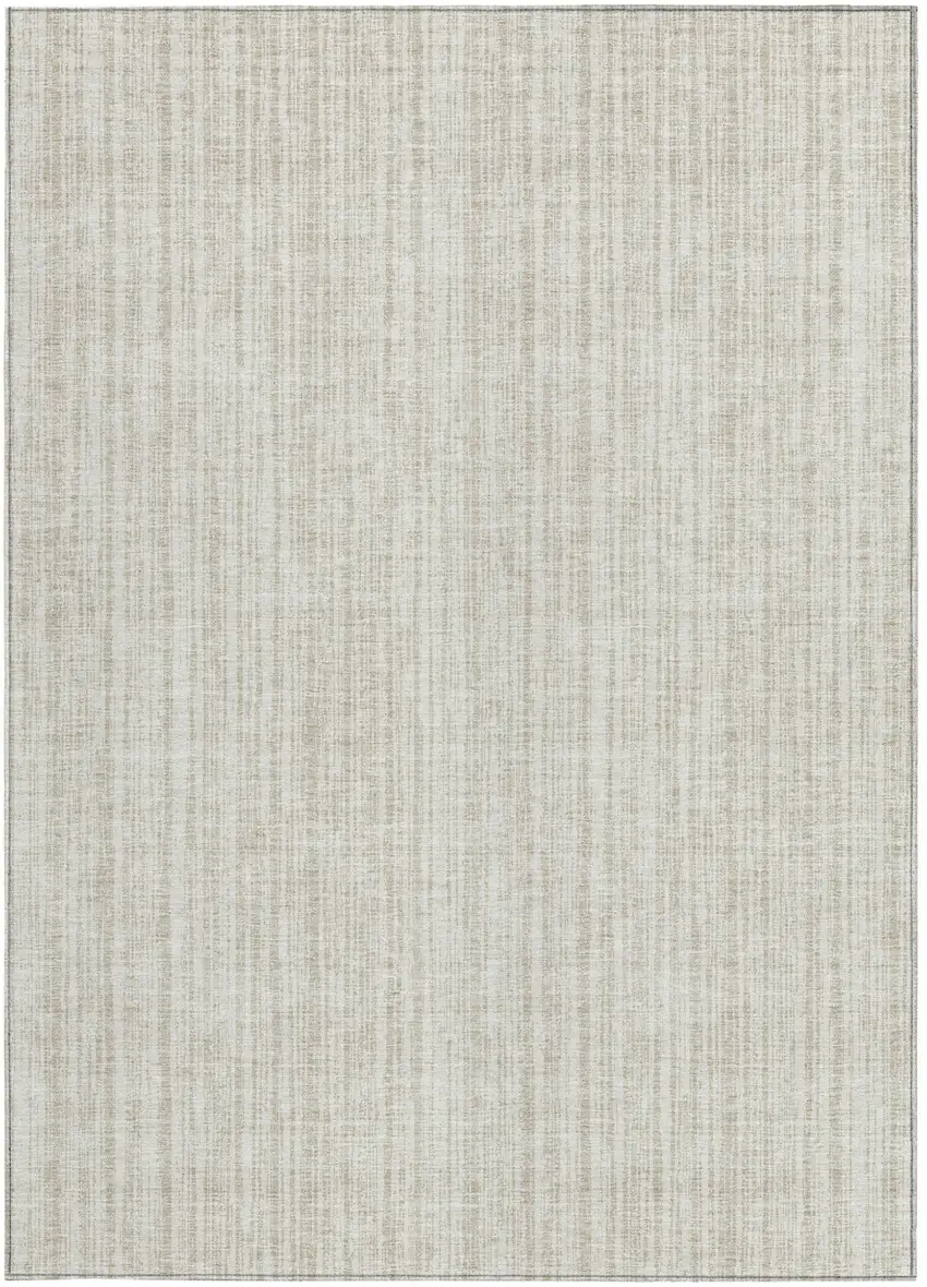 Ivory And Beige Striped Washable Indoor Outdoor Area Rug Photo 6