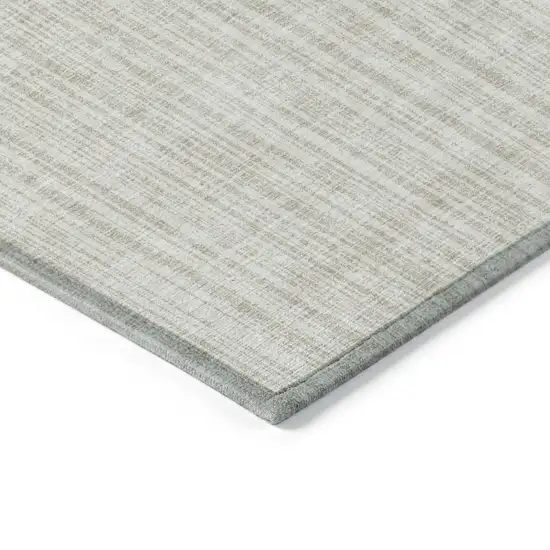 Ivory And Beige Striped Washable Indoor Outdoor Area Rug Photo 4