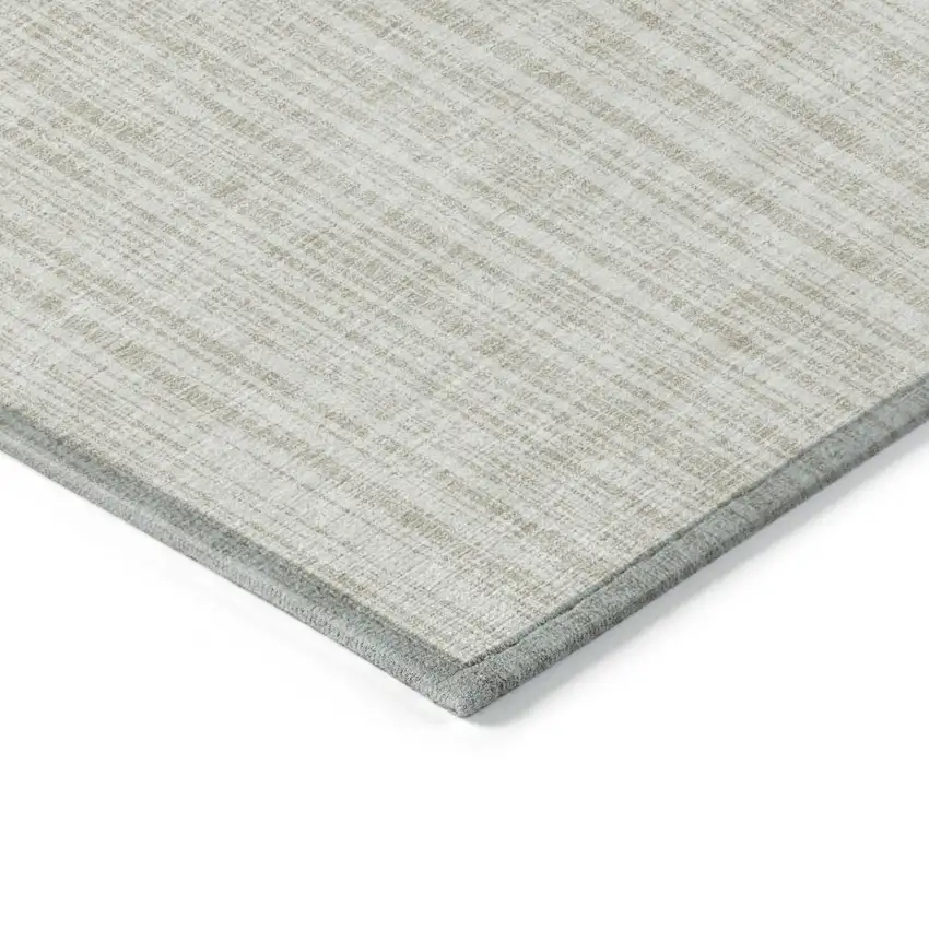 Ivory And Beige Striped Washable Indoor Outdoor Area Rug Photo 4