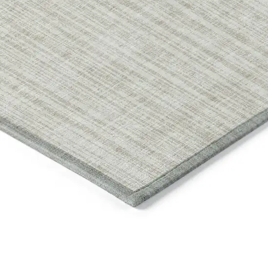 Ivory And Beige Striped Washable Indoor Outdoor Area Rug Photo 3