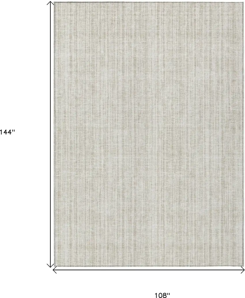 Ivory And Beige Striped Washable Indoor Outdoor Area Rug Photo 3