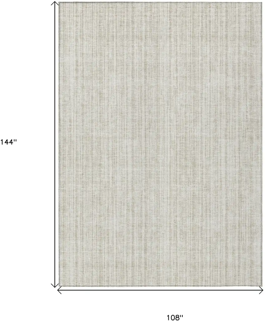 Ivory And Beige Striped Washable Indoor Outdoor Area Rug Photo 3
