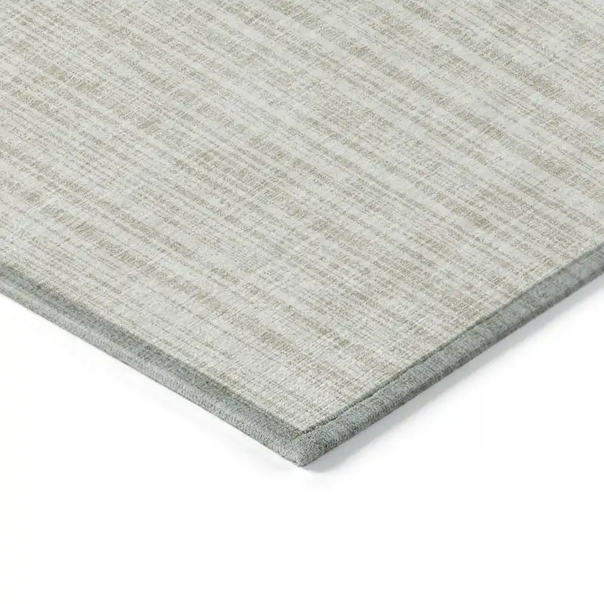Ivory And Beige Striped Washable Indoor Outdoor Area Rug Photo 5