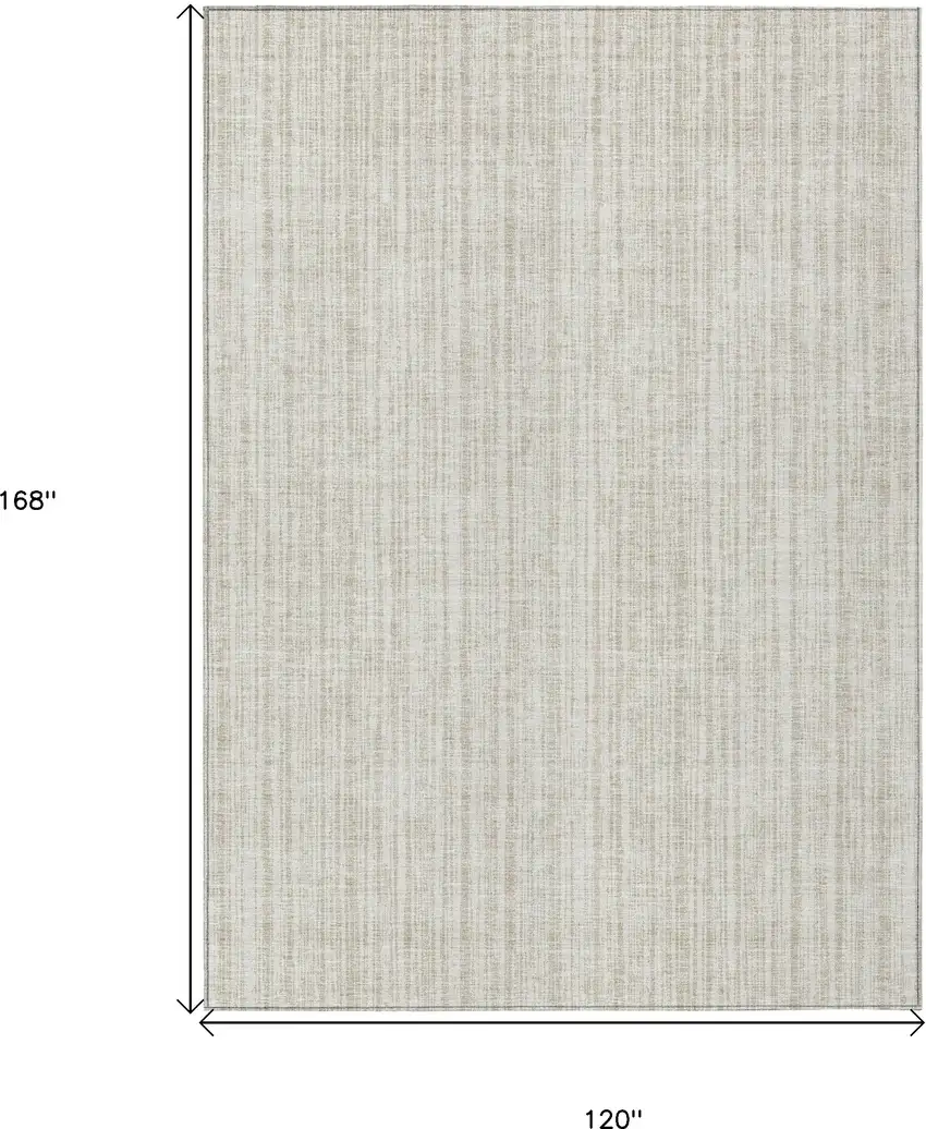 Ivory And Beige Striped Washable Indoor Outdoor Area Rug Photo 3