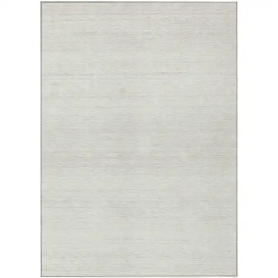 Ivory And Beige Striped Washable Indoor Outdoor Area Rug Photo 2