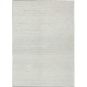 Photo of Ivory And Beige Striped Washable Indoor Outdoor Area Rug