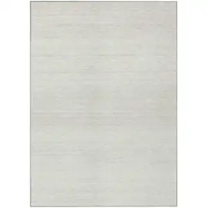 Photo of Ivory And Beige Striped Washable Indoor Outdoor Area Rug