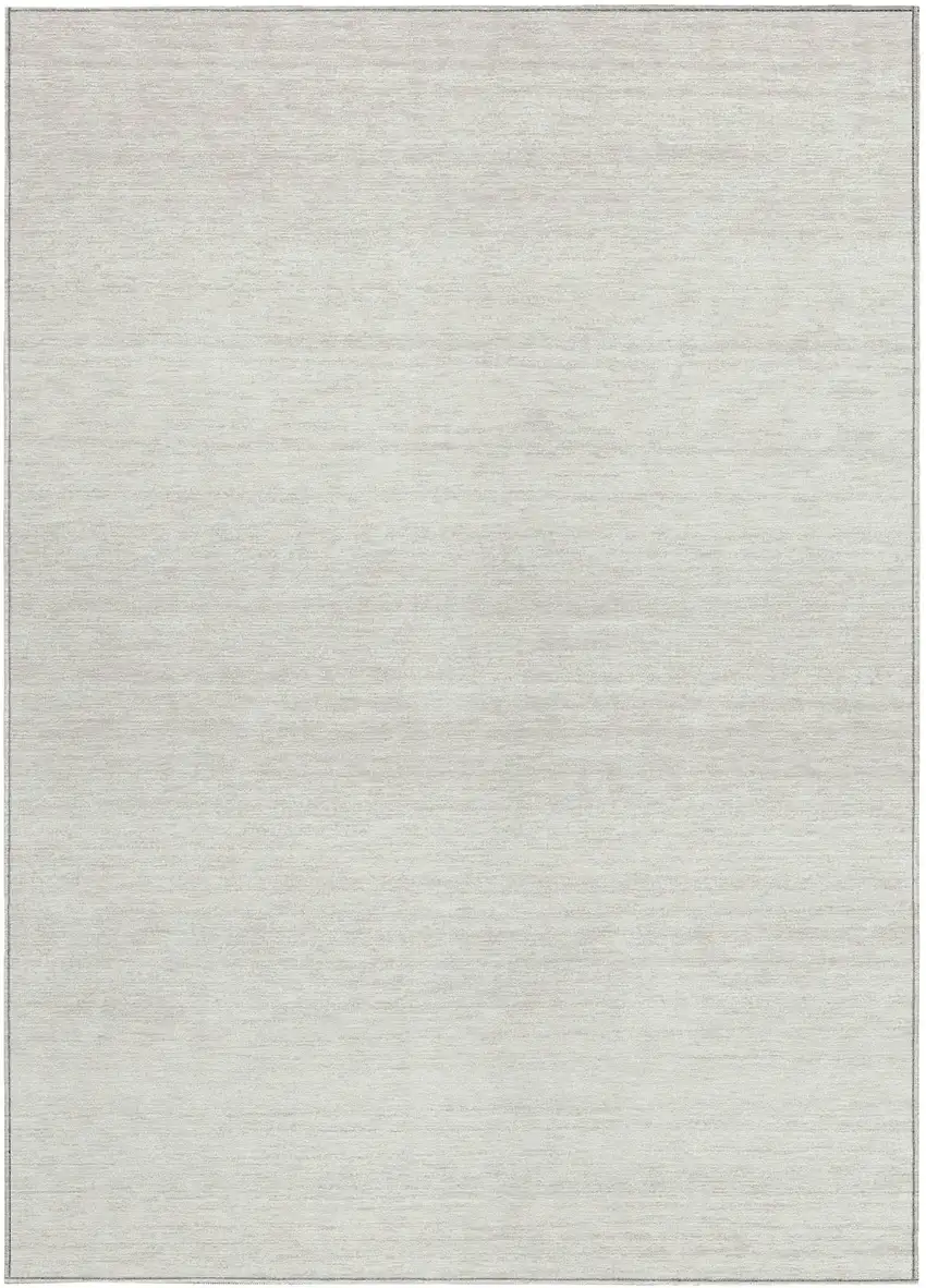 Ivory And Beige Striped Washable Indoor Outdoor Area Rug Photo 7