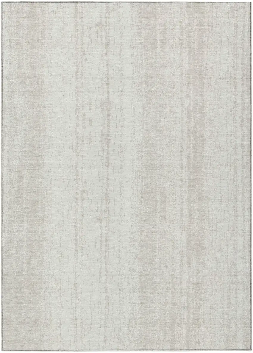 Ivory And Beige Striped Washable Indoor Outdoor Area Rug Photo 2