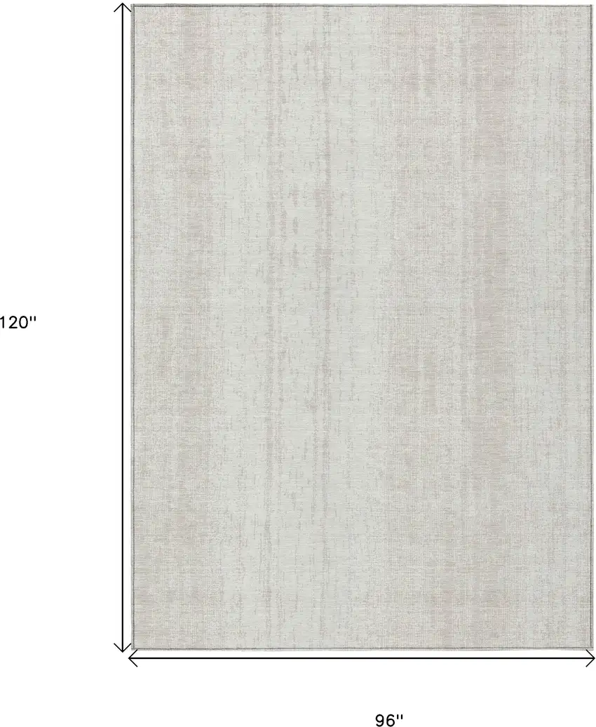 Ivory And Beige Striped Washable Indoor Outdoor Area Rug Photo 3