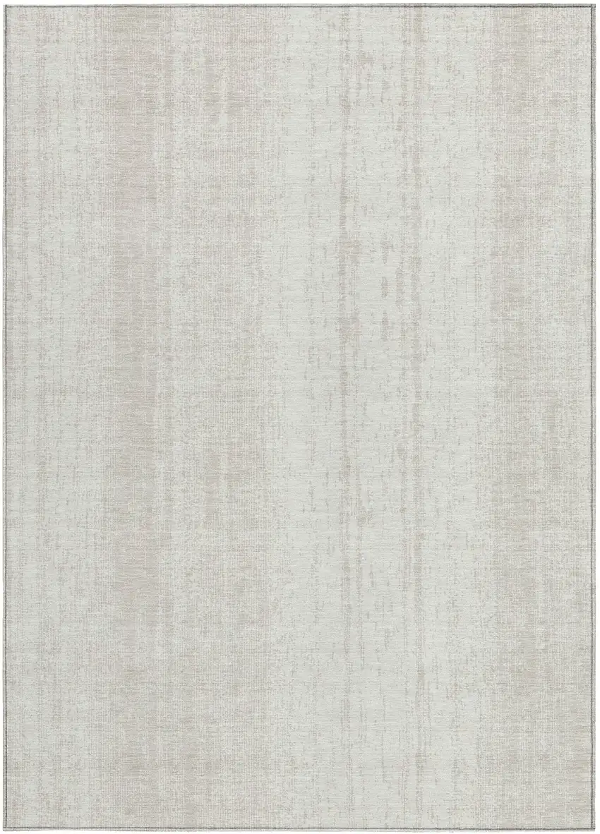 Ivory And Beige Striped Washable Indoor Outdoor Area Rug Photo 6