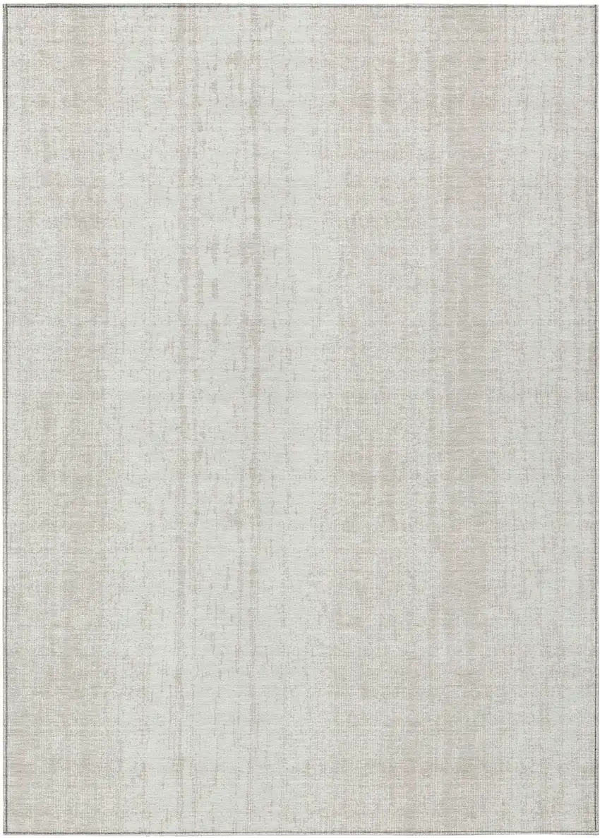 Ivory And Beige Striped Washable Indoor Outdoor Area Rug Photo 2