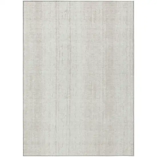 Ivory And Beige Striped Washable Indoor Outdoor Area Rug Photo 2