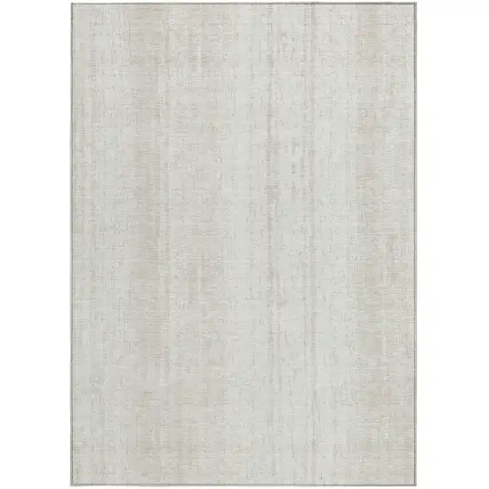 Ivory And Beige Striped Washable Indoor Outdoor Area Rug Photo 6