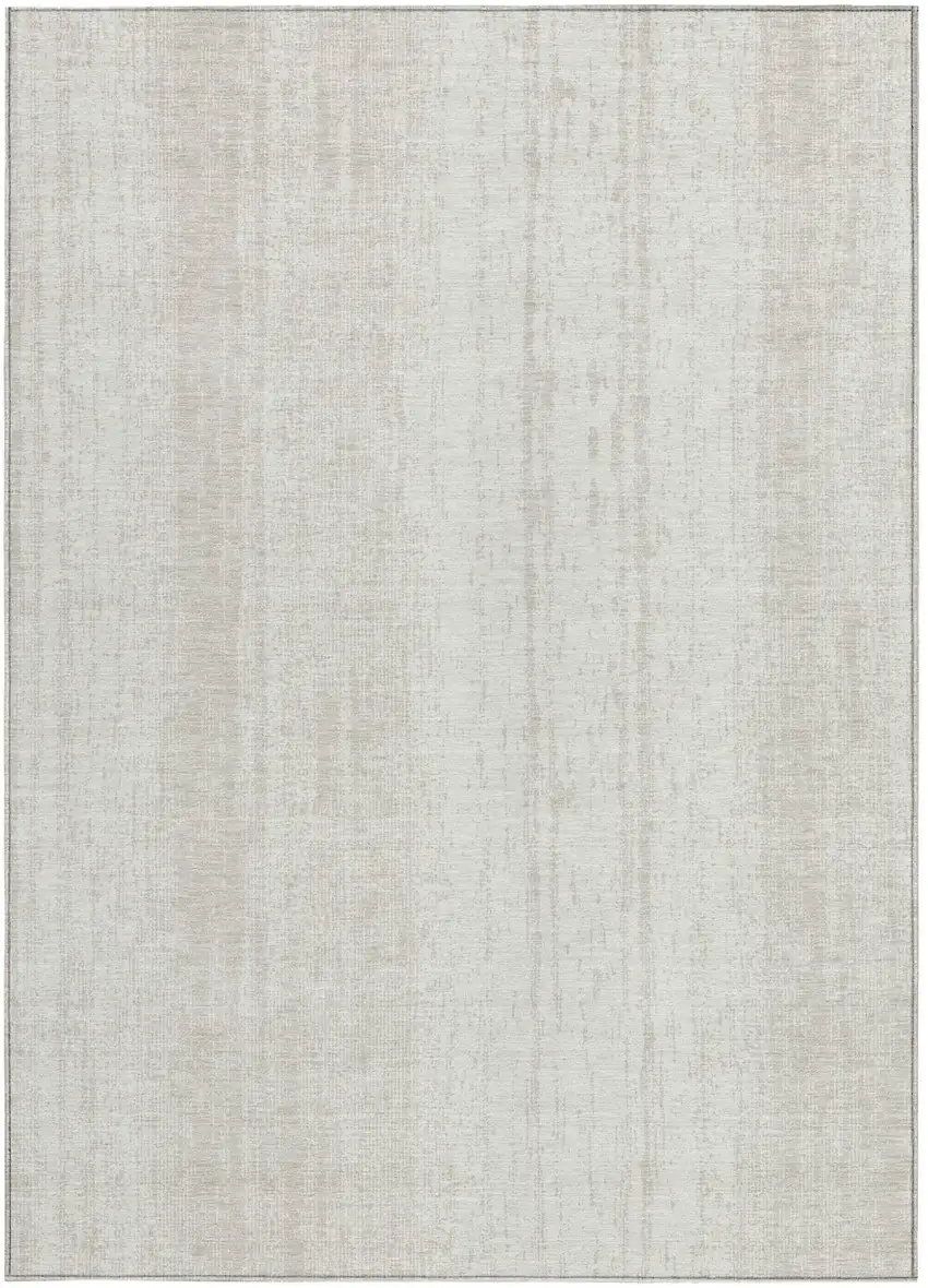 Ivory And Beige Striped Washable Indoor Outdoor Area Rug Photo 6