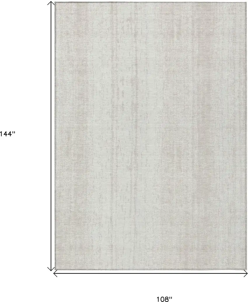 Ivory And Beige Striped Washable Indoor Outdoor Area Rug Photo 3