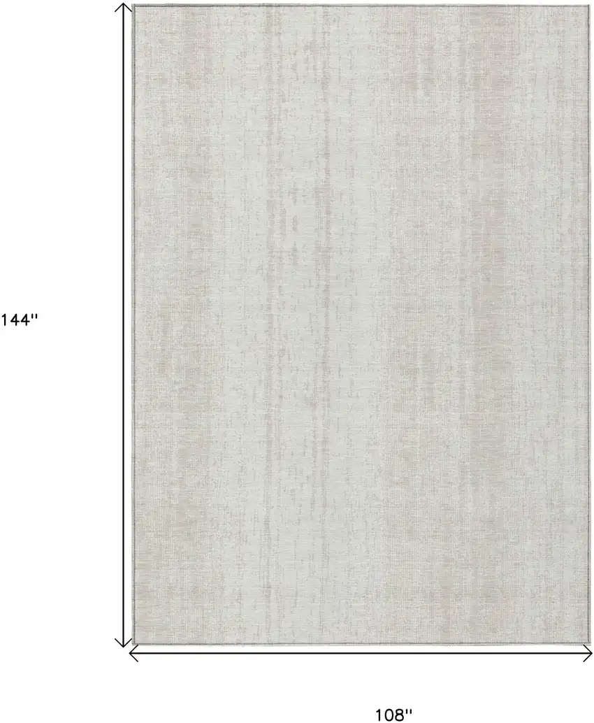 Ivory And Beige Striped Washable Indoor Outdoor Area Rug Photo 3