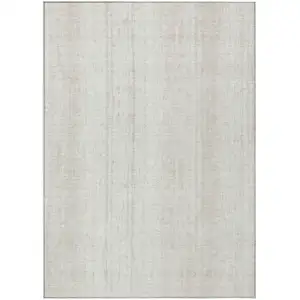 Photo of Ivory And Beige Striped Washable Indoor Outdoor Area Rug