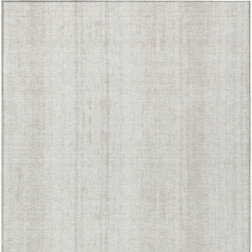 Ivory And Beige Striped Washable Indoor Outdoor Area Rug Photo 7