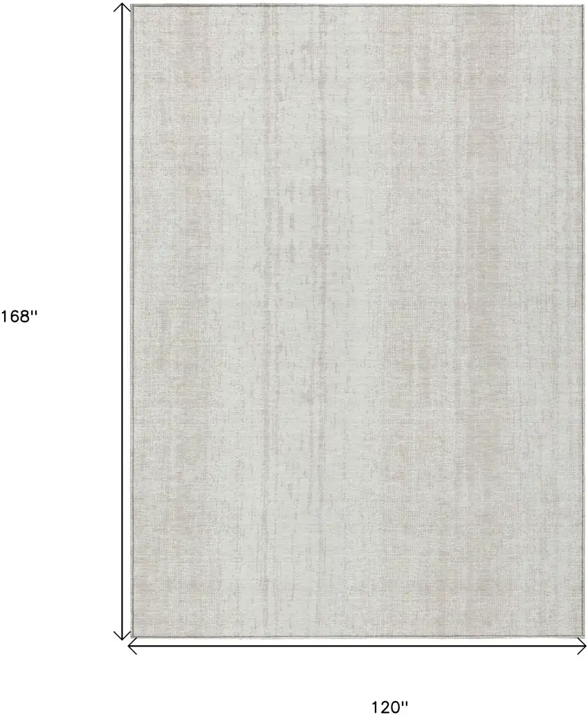 Ivory And Beige Striped Washable Indoor Outdoor Area Rug Photo 3