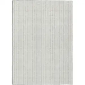 Photo of Ivory And Beige Striped Washable Indoor Outdoor Area Rug