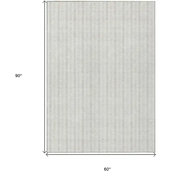 Ivory And Beige Striped Washable Indoor Outdoor Area Rug Photo 3