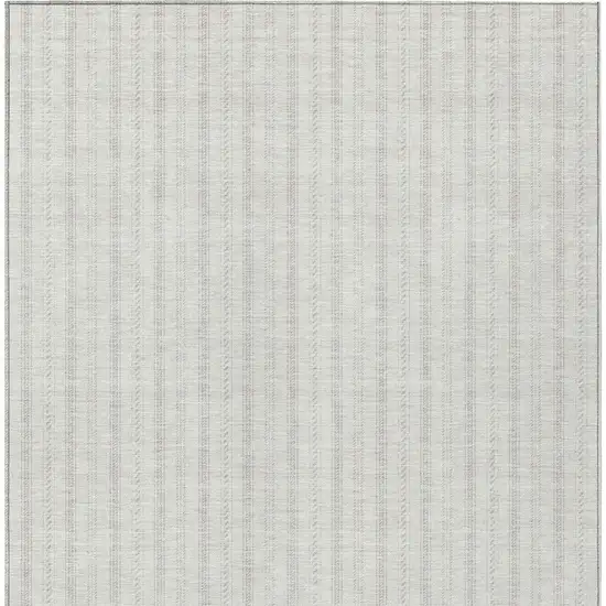 Ivory And Beige Striped Washable Indoor Outdoor Area Rug Photo 6