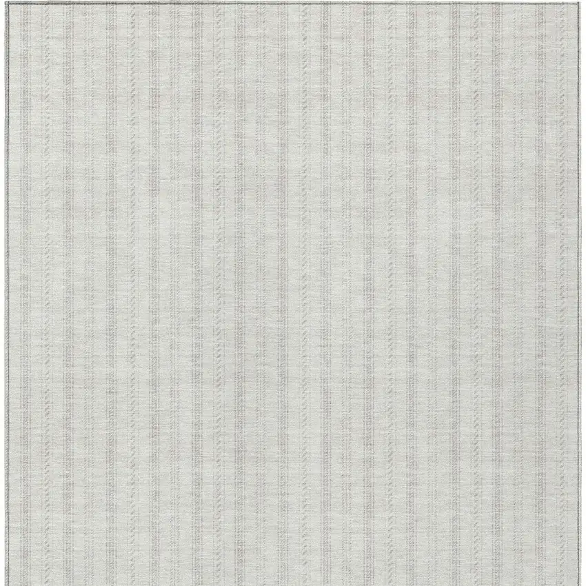 Ivory And Beige Striped Washable Indoor Outdoor Area Rug Photo 6