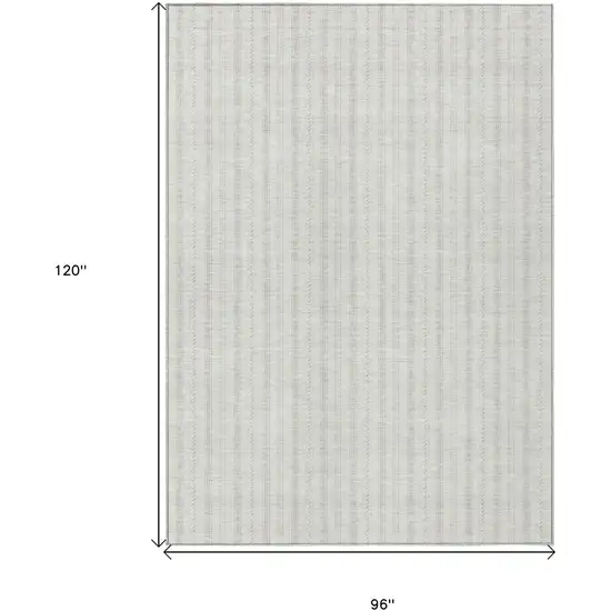 Ivory And Beige Striped Washable Indoor Outdoor Area Rug Photo 3