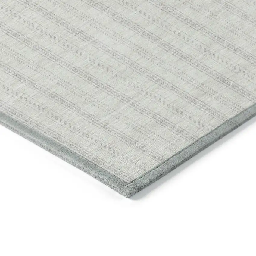 Ivory And Beige Striped Washable Indoor Outdoor Area Rug Photo 4