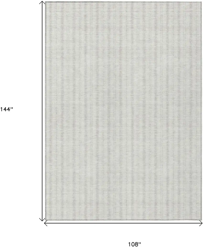 Ivory And Beige Striped Washable Indoor Outdoor Area Rug Photo 3