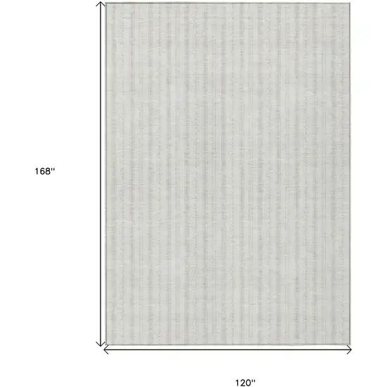 Ivory And Beige Striped Washable Indoor Outdoor Area Rug Photo 3