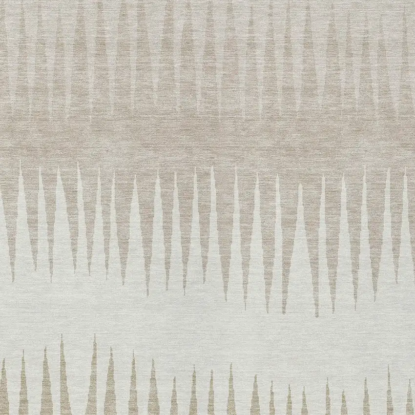 Ivory And Beige Striped Washable Indoor Outdoor Area Rug Photo 6