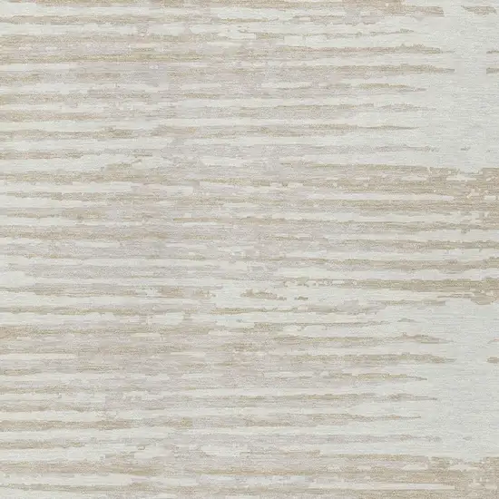Ivory And Beige Striped Washable Indoor Outdoor Area Rug Photo 6