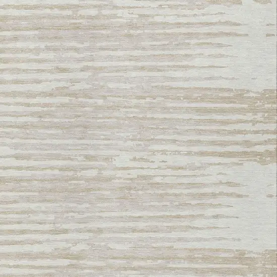 Ivory And Beige Striped Washable Indoor Outdoor Area Rug Photo 6