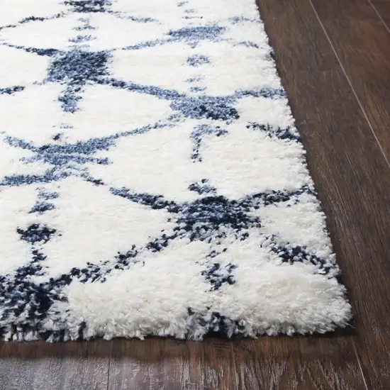 Ivory And Beige Trellis Shag Area Rug Photo 4