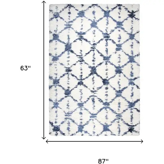 Ivory And Beige Trellis Shag Area Rug Photo 6