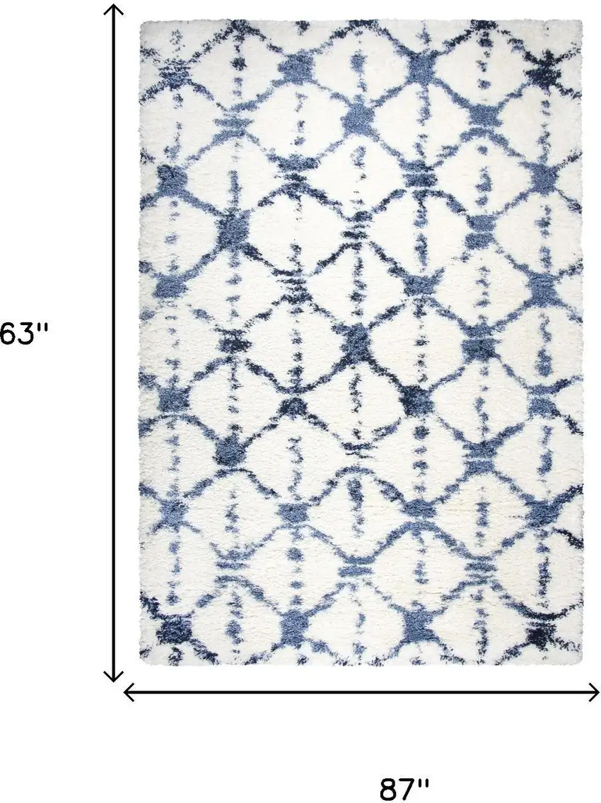Ivory And Beige Trellis Shag Area Rug Photo 6