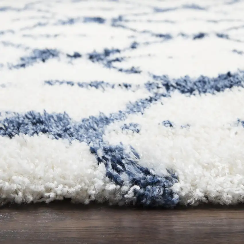 Ivory And Beige Trellis Shag Area Rug Photo 3