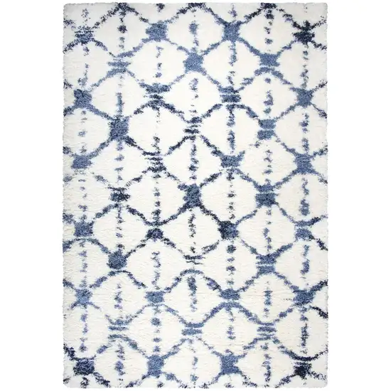 Ivory And Beige Trellis Shag Area Rug Photo 2