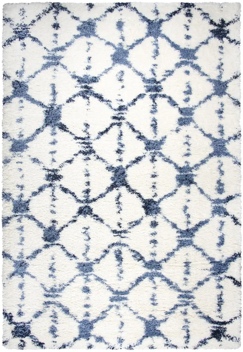 Ivory And Beige Trellis Shag Area Rug Photo 2