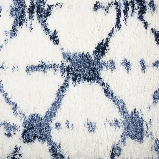 Ivory And Beige Trellis Shag Area Rug Photo 5
