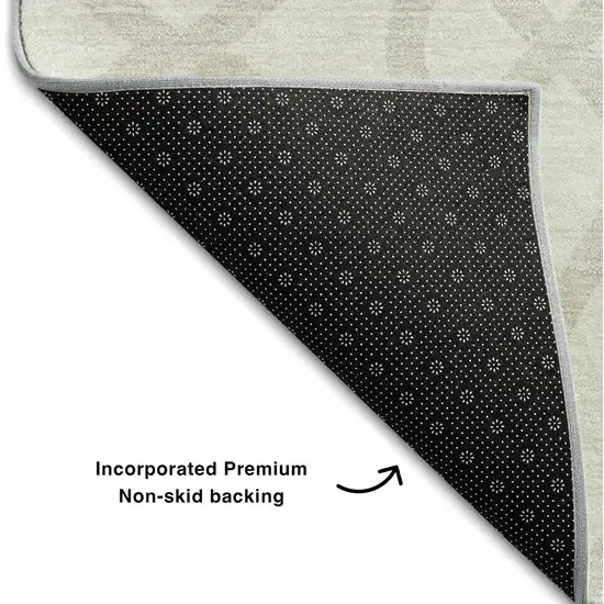 Ivory And Beige Trellis Washable Area Rug With UV Protection Photo 8