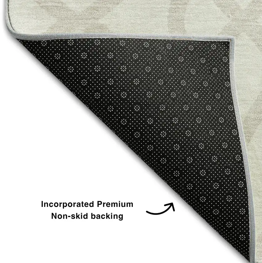 Ivory And Beige Trellis Washable Area Rug With UV Protection Photo 8